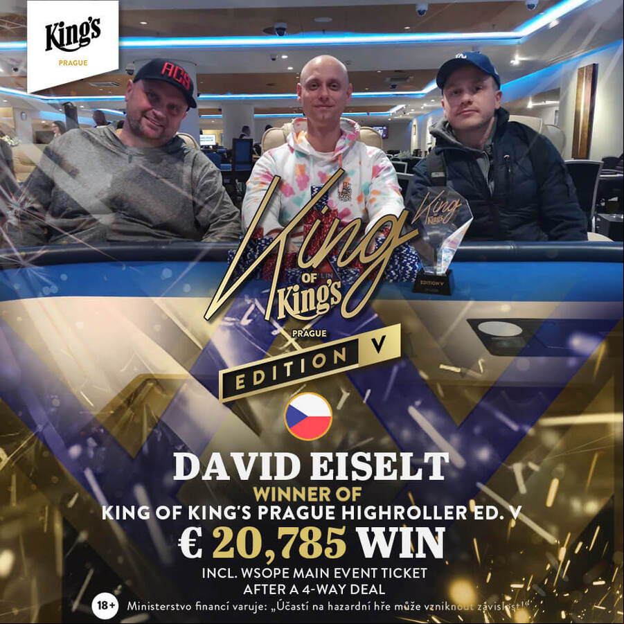 David Eiselt šampionem King of King’s Prague Highrolleru
