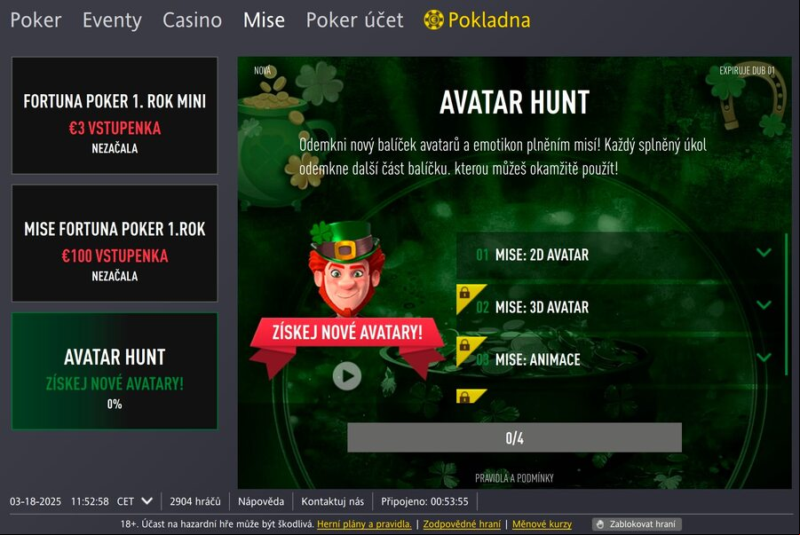 Nový Avatar Hunt v lobby Fortuna Pokeru