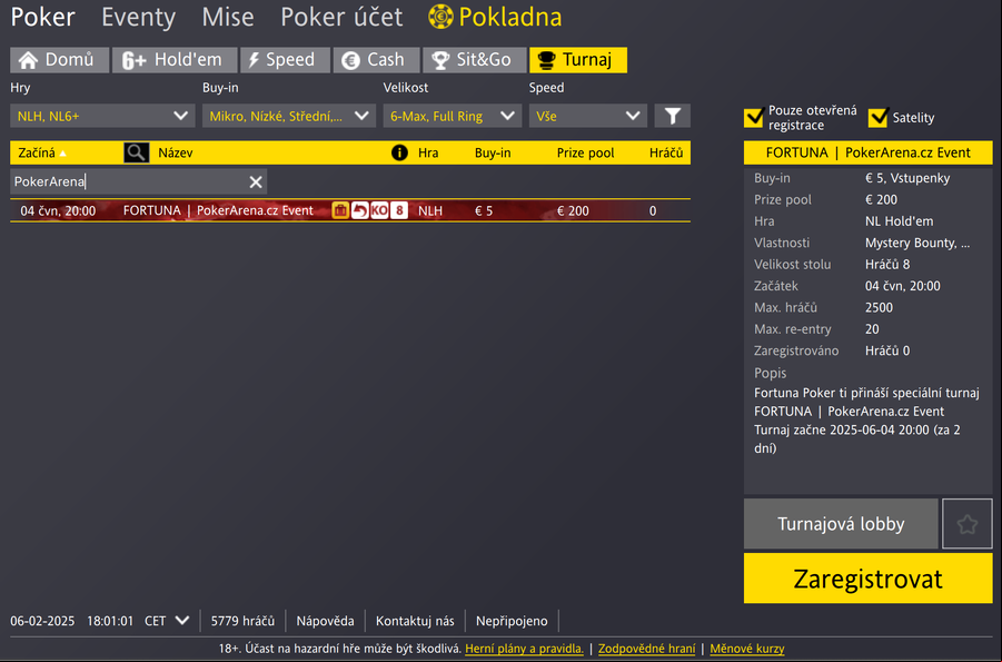 PokerArena.cz Event v lobby na Fortuna Pokeru
