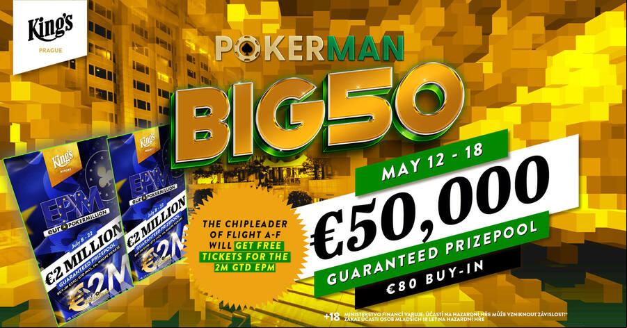 Turnaj Pokerman Big50 garantuje minimální prize pool €50.000