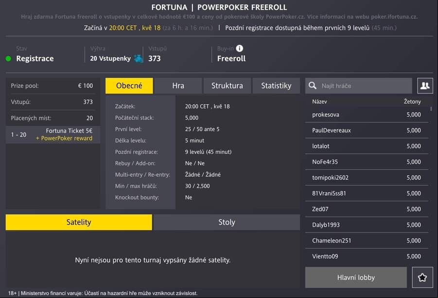 Fortuna PowerPoker Freeroll