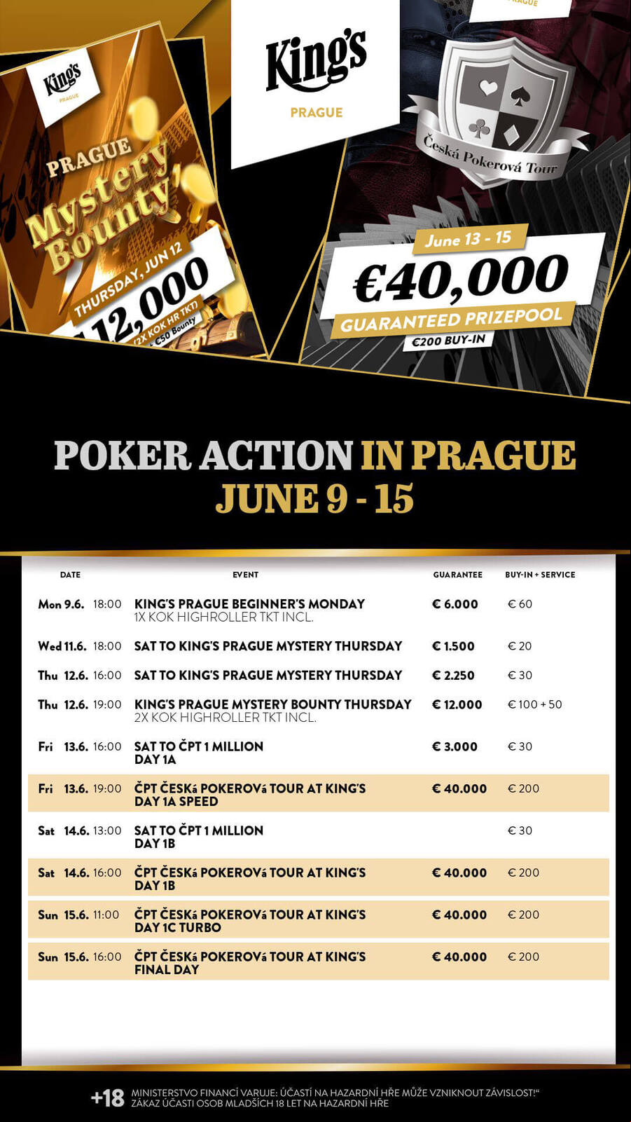 Program turnajů King’s Casino Praha